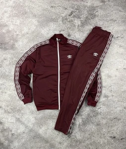Umbro Retro Trainingsanzug Streifen Burgund Y2K Größe Large L - Bild 1 von 11