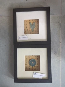 Lot of 2 CHINESE COINS FRAMED IN SHADOW BOXES - 7.5" x 7.5" - Picture 1 of 4