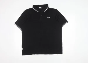 Slazenger Men's Black Polo Shirt L Solid Classic - Picture 1 of 12
