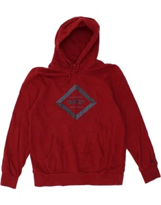 HURLEY Mens Graphic Hoodie Jumper Large Red Cotton FD15 - Picture 1 of 3