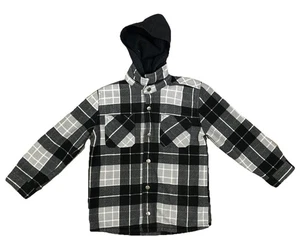 Freedom Foundry Boys Sherpa Fleece Shirt Jacket Size S Plaid Button Up Shacket - Picture 1 of 12