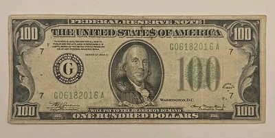 1934A One Hundred $100 Dollar Federal Reserve Note G Chicago, IL - Image 1 of 4