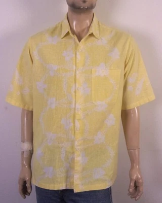 vintage 70s 80s Reyn Spooner Yellow White Floral Camp Shirt Hawaiian Tiki XL - Image 1 of 4
