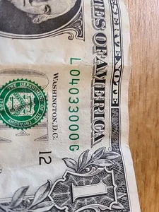 04033000. $1 FRN Fancy 4 Digit, 4 0s Serial Number. - Picture 1 of 3