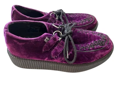 T.U.K. Фиолетовый бархат размер 8 США унисекс Creepers туфли на платформе рейв панк фестиваль - Изображение 1 из 4