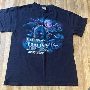 Camiseta pequeña negra vintage Kings Island parque de atracciones Halloween Haunt - Imagen 1 de 4