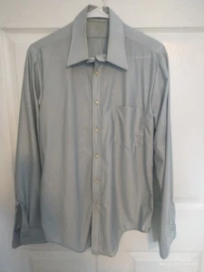 Vintage Qiana Shirt Men's Small 15.5 34-35 Nylon Disco Leisure Button 70's Gray - Picture 1 of 3