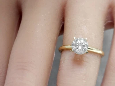 1.03CT Natural Salt and Pepper Diamond Solitaire Engagement Ring 14K Yellow Gold - Image 1 of 4