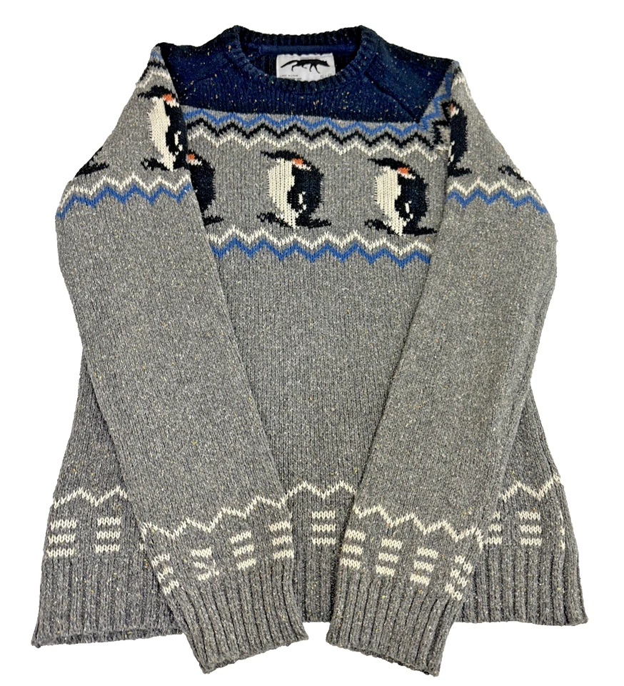 Urban Outfitters Character Hero Penguin  Knit Gray Cotton Blend Sweater Sz S - Image 1 of 4