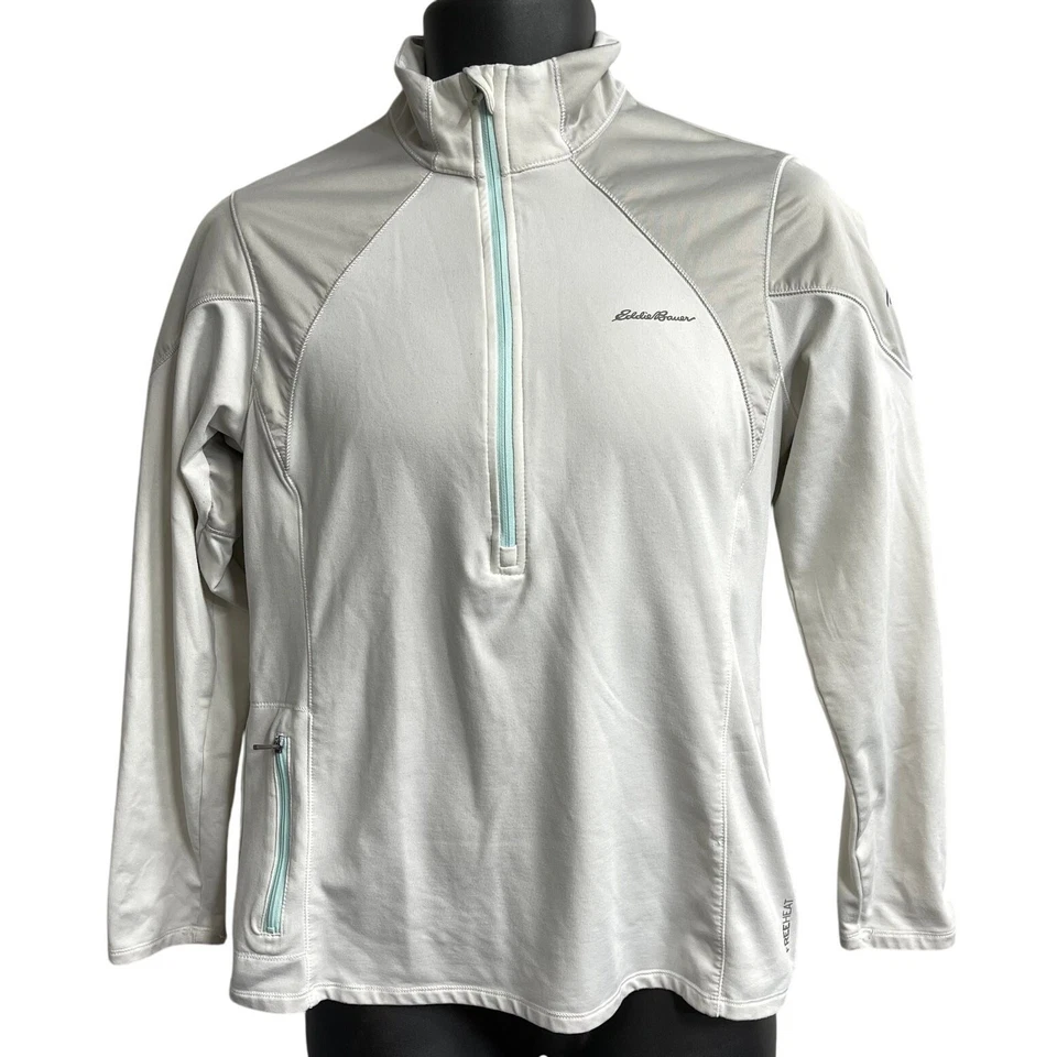 Top de mujer Eddie Bauer talla M beige libre calor movimiento exterior 1/2 cremallera pulóver Foto 1 de 4
