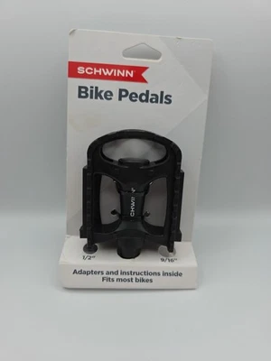 Juego de pedales de bicicleta universales negros Schwinn par con adaptadores SW80246 1/2"" y 9/16 Foto 1 de 4