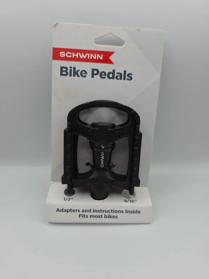 Schwinn Black Universal Bicycle Pedals Set Pair with Adapters SW80246