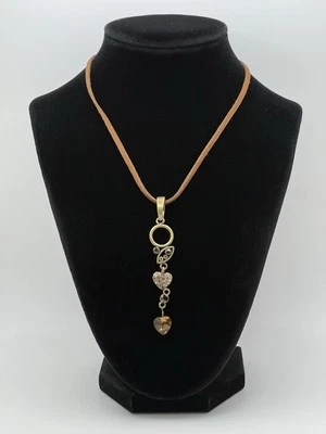 lia sophia NWT Necklace Antique Gold Tone ~ Brown Faux Suede Cord ~ Drop Pendant - Image 1 of 4