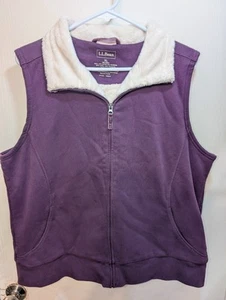 LL Bean Fleece Lined Purple Vest Women’s Sz- XL /Reg Full Zip Up - Picture 1 of 8