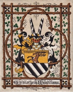 Brandis Wappen coat of arms Ex Libris armorial bookplate Exlibris woodcut 1846 - Imagen 1 de 1