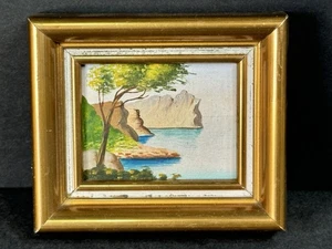 MINI Original Landschaftsgemälde am Meer gerahmt Küstenkunst - Bild 1 von 8