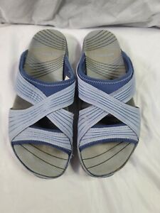Merrell Sandals Slip On Twilight Blue Leather Shoes Womens 6 EUC