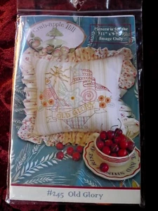 Crab Apple Hill Embroidery Pillow Pattern + Floss, Old Glory, Flag Patriotic 245 - Picture 1 of 4
