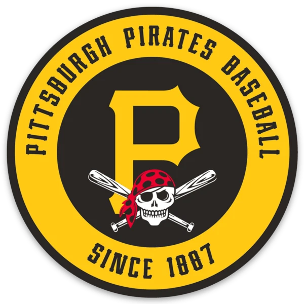 Pittsburgh Pirates Logo Type w/ Monogram MLB Baseball Die-Cut Round MAGNET - Image 1 of 1