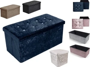 Storage box Foldable Ottoman Seat Toy Quilted Storage Box Corduroy Velvet - Picture 1 of 25