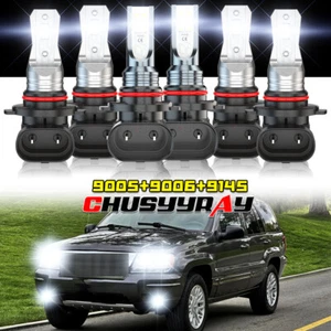 For Jeep Grand Cherokee 99-04 LED Projector Headlights Fog Bulbs Kit 6000K White - Picture 1 of 15