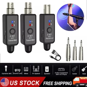 Sistema adattatore XLR wireless doppio trasmettitore e ricevitore per microfono mixer chitarra USA - Foto 1 di 17
