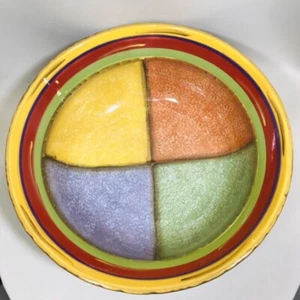 Tazón para servir grande Clay Art Toscana StoneLite pintado a mano rojo verde azul amarillo - Imagen 1 de 5