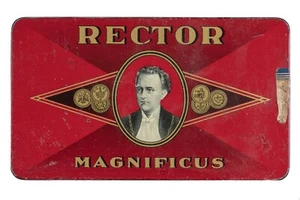 Rare 1930s Dutch Art Deco “Rector Reunie" hinged 10 cigar tin in good condition - Picture 1 of 8