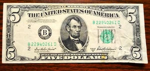 1950 B $5 FIVE DOLLAR NOTE NEW YORK NICE CONDITION - Picture 1 of 2