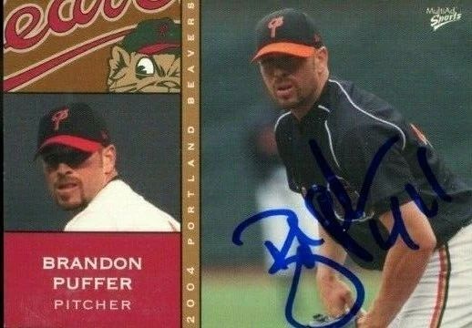2004 Portland Beavers BRANDON PUFFER Signed Card autograph PADRES ASTROS - Image 1 of 1