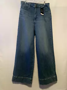 Lee Brand Wide Leg Women's Size 16 Retro Blue High Rise Denim Trouser Jean - Picture 1 of 13