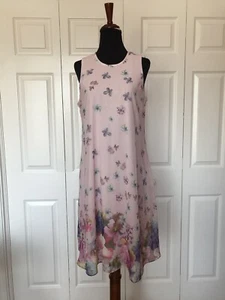 NWT CALVIN KLEIN WOMENS SLEEVELESS LINED SUMMER DRESS PINK FLORAL Sz 4 - Picture 1 of 13