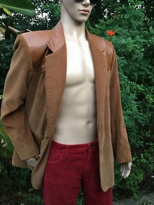 vtg PIONEER WEAR USA 🇺🇸 Western Corduroy Leather Blazer Sport Coat Jacket 44 L - Image 1 of 4