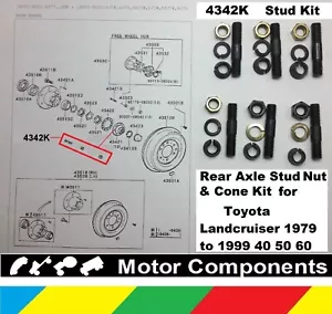Axle Stud Nut Kit for Toyota Landcruiser 1979 to 1999 40 50 60 70 80 Series - Bild 1 von 3