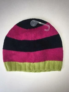 NWT GAP KIDS GAPKID S/M BEANIE HAT STRIPES SMALL MEDIUM KNIT PINK NAVY BLUE LIME - Picture 1 of 1
