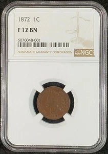 1872 Indian Head Cent NGC F12 BN 6070048-001 Exquisite Coin Rare - Picture 1 of 11