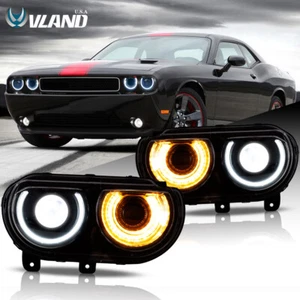 VLAND Projector Headlights For 2008-2014 Dodge Challenger R/T,SE,SRT8,SXT,Shaker - Picture 1 of 16