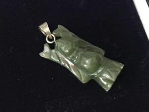 Sterling Silver 925 Jade Jadeite Buddha Pendant Necklace Charm C - Picture 1 of 12