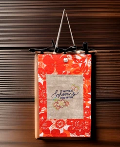 Happiness Blooms Fabric Wall Hanging Prayer Peace Flag Banner 14" x 9" BinCL - Picture 1 of 9