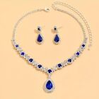 Luxury Set Silver Plated Fashion Pendant Necklace Dangle Earrings Blue Women New