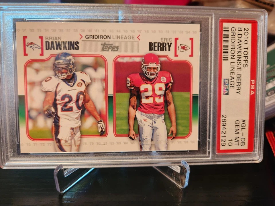2010 BRIAN DAWKINS ERIC BERRY RC, PSA 10, Topps Gridiron Lineage #GL-DB HOF RARO - Imagem 1 de 3