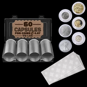 60 Pcs Silver Dollar Holder Case - Universal Sizes (30/33/38/40mm) with Foam ... - Picture 1 of 9
