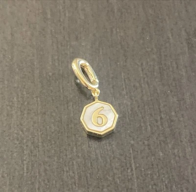 Gorjana 18K Gold Plated Enamel Detail Vintage Number 6 Parker Charm - Image 1 of 4