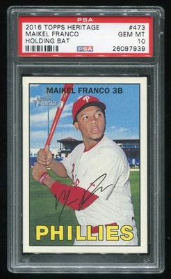 2016 Topps Heritage Holding Bat SP Maikel Franco #473 PSA 10 POP 2 (26097939) - Image 1 of 2