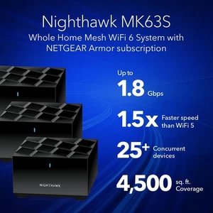 NETGEAR AX1800 Nighthawk Home Mesh WiFi 6 System - Advanced Home WiFi - Black - Picture 1 of 4