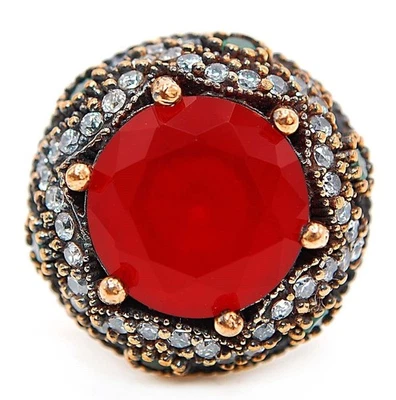 Ottoman Empire Style 12CT Treated Ruby 925 Sterling Silver Ring Sz8.5 H2-7 - Image 1 of 3