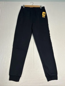 Carhartt Boys Large Fleece Logo Sweatpants 14/16 CK8429 Caviar Black NWT - Picture 1 of 11