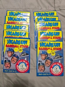 Heads Up! Baseball Stars 1990 Topps Stickers w/ Suction Cups 10 Packs - Picture 1 of 3