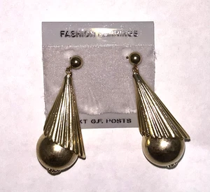 FASHION EARRINGS "torpedo" yellow gold dangle earrings - Picture 1 of 2