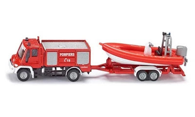 SIKU Unimog Fire Engine with Boat SK1636 - Image 1 of 4
